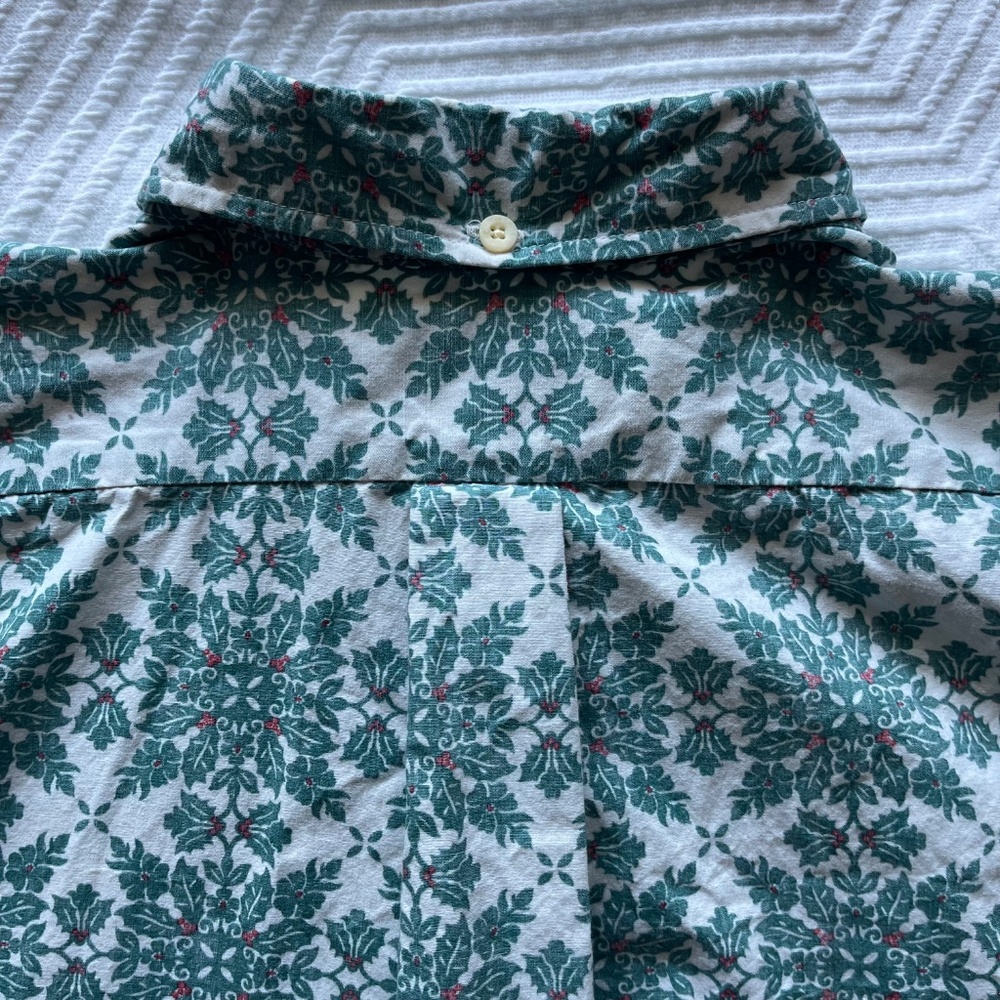 Reyn Spooner Men's XXL Button Down Shirt Cotton Hawaiian Aloha Green Holly Red - Picture 6 of 10